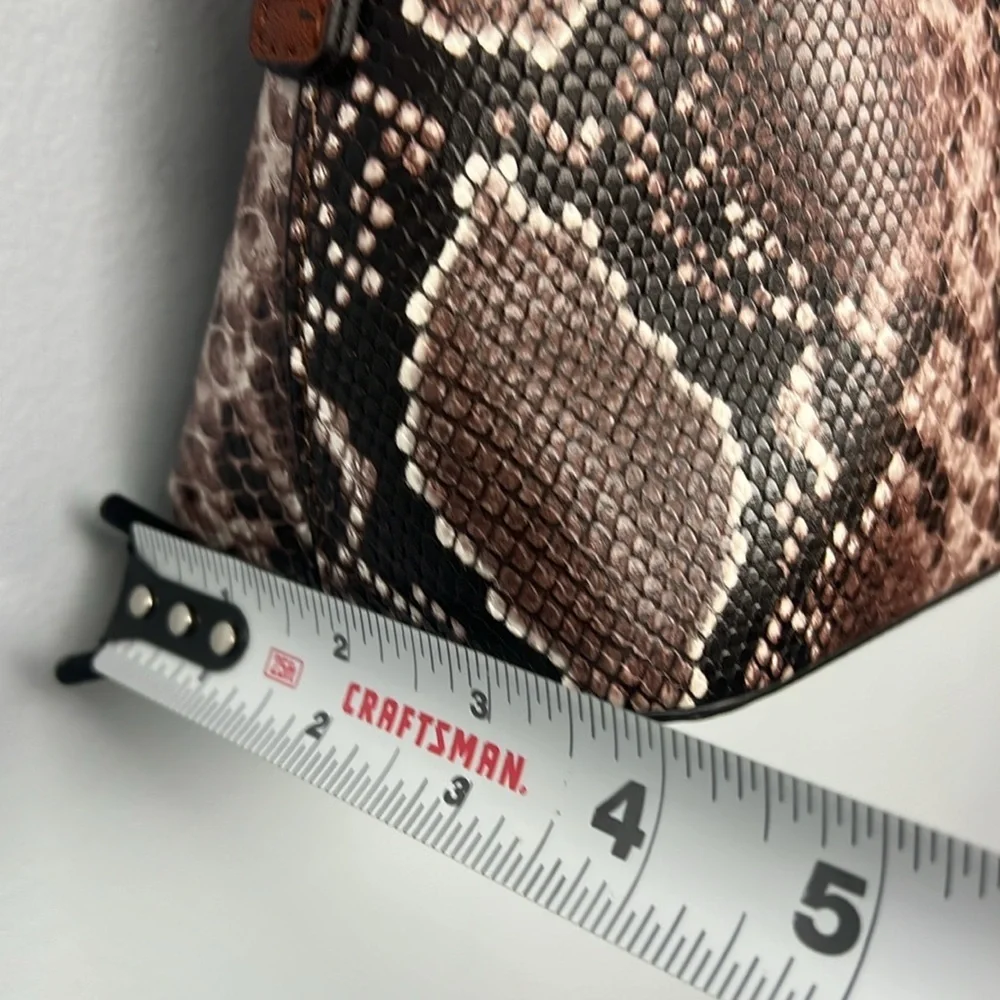Elegant Snakeskin Crossbody Bag in Brown and Cream